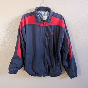 New Balance Men's Navy and Red Stripe Full Zip Long Sleeve Jacket